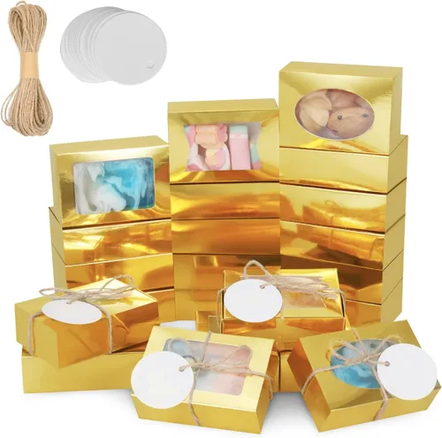 Vista 7 de COTOPHER Caja de jabón, 30 cajas pequeñas de embalaje de jabón de 2.8 x 2.8 x 1.2 pulgadas, mini cajas de papel kraft con ventana para jabón casero