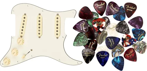 Vista 6 de Fender Custom Shop '69 SSS Pre-Wired Stratocaster Pickguard Bundle con cable de instrumento