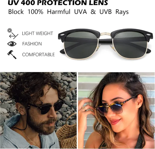 Vista 5 de Pro Acme Gafas de sol polarizadas clásicas sin montura con remaches metálicos