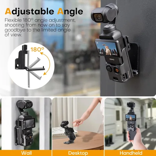Vista 5 de REYGEAK Soporte de montaje magnético para DJI OSMO Pocket 3,180° Soporte de cámara ajustable, accesorios de adaptador de expansión multifuncional