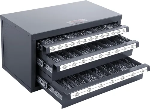 Vista 18 de VEVOR Gabinete Dispensador de Brocas, Dispensador de Brocas de Cinco Cajones, Gabinete Organizador de Brocas de 60 Compartimentos, Gabinete