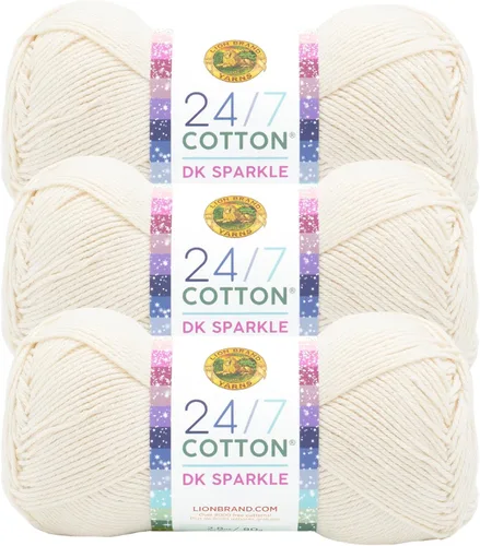 Vista 42 de Lion Brand Yarn Estampados DK de algodón 24/7, hilo para tejer, ganchillo y manualidades, azul, paquete de 1 Cotton Yarn for Knitting, Crochet