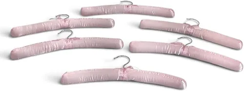 Vista 4 de 6 perchas acolchadas de satén liso rosa de 15 pulgadas de largo para vestido, lencería nupcial