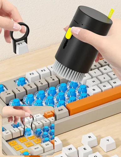 Vista 2 de Tounee Kit limpiador de teclado, kit de limpieza electrónica con cepillo grande retráctil, portátil, kit de herramientas múltiples 20 en 1 para Negro
