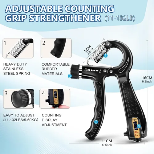 Vista 2 de 5/10 PCS Grip Strength Trainer Kit, Hand Gripper Strengthener, Finger Exerciser