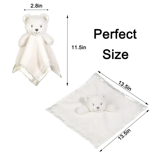 Vista 4 de Manta de Seguridad con Oso - Manta Suave para Bebé Lovey, Manta Esponjosa Unisex Lovie, Juguetes de Peluche para Acurrucarse, Oso de Peluche