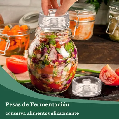 Vista 2 de Pesas de vidrio de fermentación con mango de fácil agarre para frascos Mason, sin plomo, lavables (2 piezas)