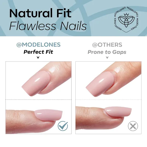 Vista 29 de Modelones Uñas postizas cuadradas cortas, color blanco y rosa, 32