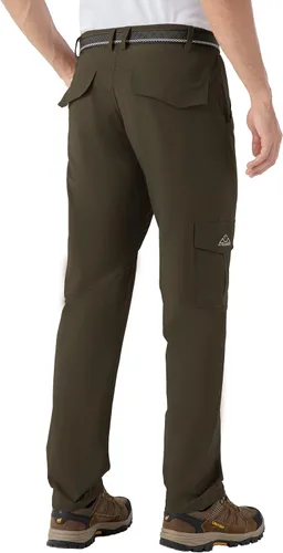 Vista 4 de BASUDAM Pantalones cargo de senderismo para hombre, de secado rápido, ligeros, elásticos, resistentes al agua con bolsillos