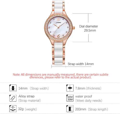 Vista 2 de SINOBI Relojes analógicos de cuarzo para mujer, pulsera de diamantes para mujer, reloj impermeable para mujer, 9581-oro, Relojes de cuarzo