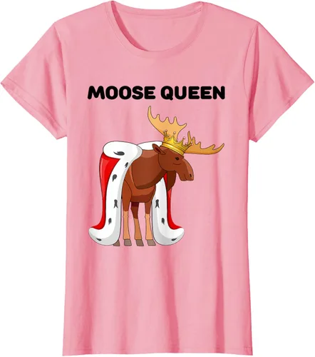 Vista 8 de Moose Queen Camiseta para niñas amantes de los alces Camiseta de alce para mujer, Blanco