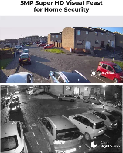 Vista 10 de (Compatible con Hikvision) H.VIEW Cámara POE para exteriores de 5 MP con torreta de seguridad IP, visión nocturna IR de 100 pies, lente fija