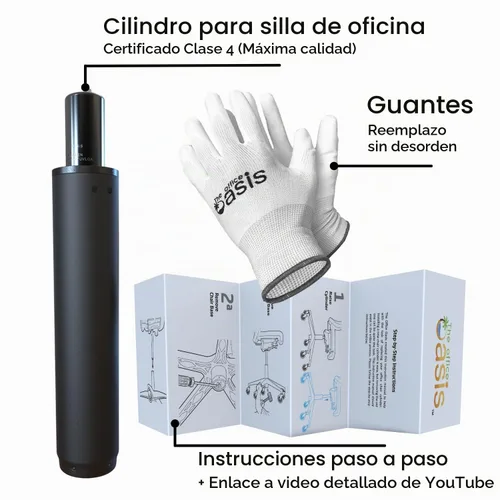 Vista 3 de Reemplazo del cilindro de silla de oficina (como se ve en PBS) – Pistón de elevación de gas neumático resistente para sillas de escritorio y sillas