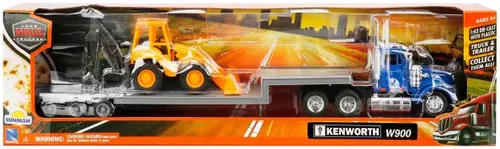 Vista 4 de Newray 1:43 Remolque Kenworth W900 con retroexcavadora Replica a escala 1/43
