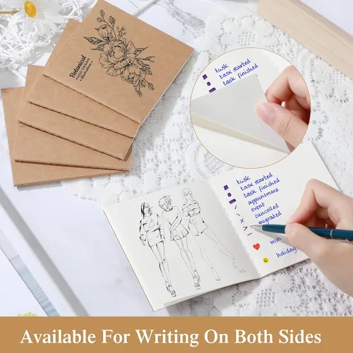 Vista 4 de Thenshop 100 cuadernos pequeños de bolsillo a granel, bloc de notas pequeños de 4 x 4 pulgadas con páginas en blanco y a rayas, diarios compactos