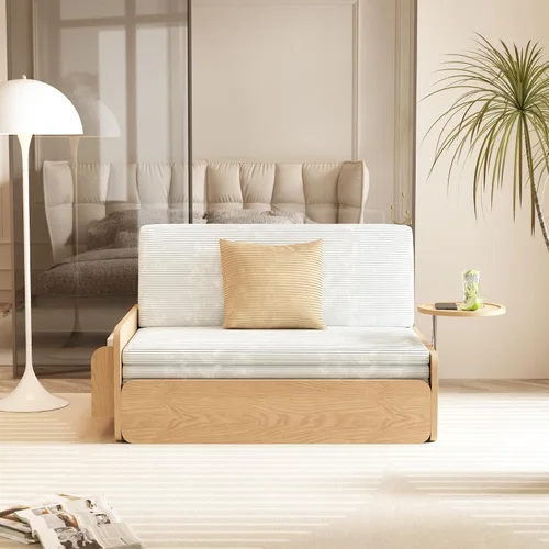 Vista 3 de Lartis Sofá cama tapizado, sofá cama multifuncional, funda de tela extraíble