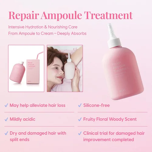 Vista 2 de Tratamiento de ampollas reparadoras – Cuidado del cabello coreano con cuidado de peluquería para cabello extremadamente dañado – un efecto de calor