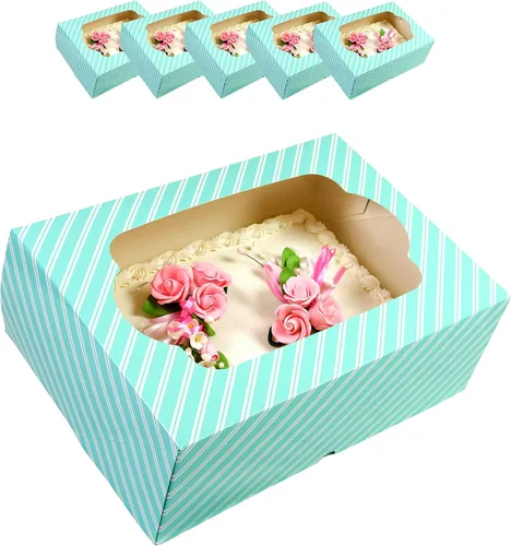Vista 14 de Global Sugar Art - Caja de 14 x 10 x 5 pulgadas con ventana, color negro, 5 Rayas negras