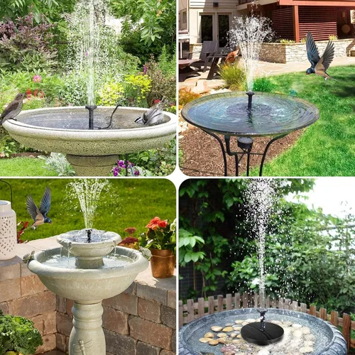 Vista 5 de POPOSOAP - Bomba de Fuente Solar para Baño de Pájaros, Bomba de Fuente de Agua Solar de 6W para Exterior con Tubo de 4 Pies y 5 Boquillas, Bomba