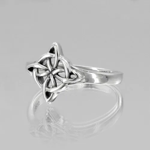 Vista 5 de Anillo de plata esterlina con nudo de brujas Wiccan cuaternario celta (tallas 4-15)
