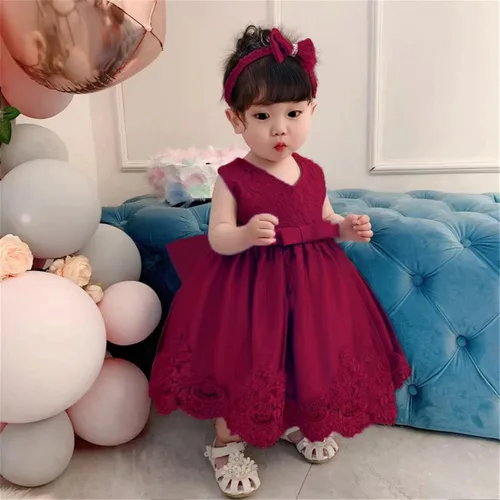 Vista 2 de Vestidos de encaje con tutú bordado para niñas pequeñas de 0 a 6 años
