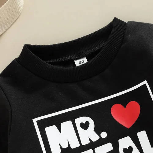 Vista 4 de Eadrioss Sudadera con cuello redondo de chenilla para bebé niño y niña, para San Valentín, para el día de San Valentín