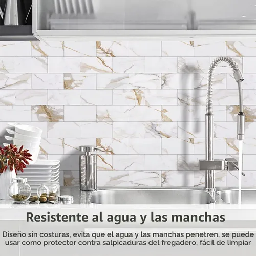 Vista 3 de STICKGOO 100 piezas de azulejos de pared de PVC de 3 x 6 pulgadas, para despegar y pegar, para cocina, baño, chimenea, cuarto de servicio