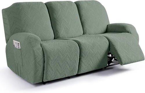 Vista 17 de Ruaozz - Fundas para sillas reclinables, funda elástica suave, color verde Funda reclinable de 1 plaza, fundas lavables para sillas de 3 piezas
