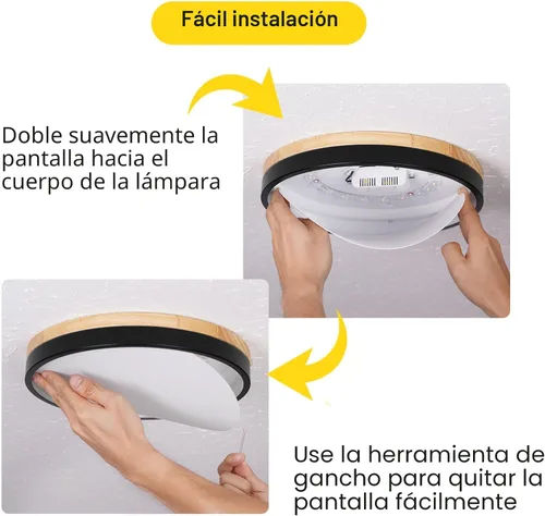 Vista 6 de Lámpara de techo moderna de madera negra de 11.81 pulgadas Negro- No regulable