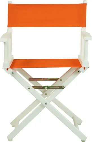 Vista 6 de Casual Home - Silla de director de 18.0 in, marco blanco con lienzo color mandarina