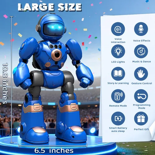 Vista 2 de Juguetes Robot para Niños de 3-8: Robot de Control Remoto con Función de Habla, Programable, Grabación de Voz, Canto, Baile y Control de Gestos