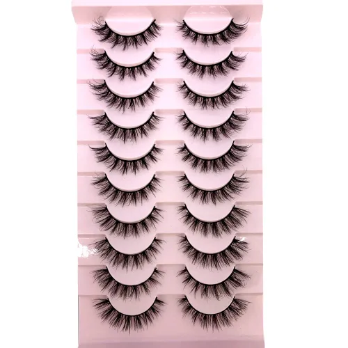Vista 12 de 10 pares de pestañas postizas de visón 3D, hechas a mano, pestañas largas y finas, pestañas naturales para maquillaje de ojos (3-6)