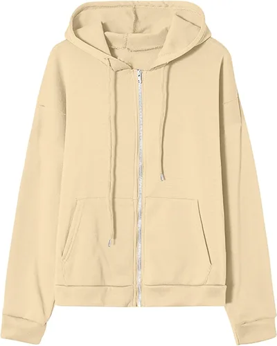 Vista 5 de Comigeewa Sudaderas con cremallera para mujer de manga larga Tops sólidos sudadera ligera novedad con capucha bolsillos