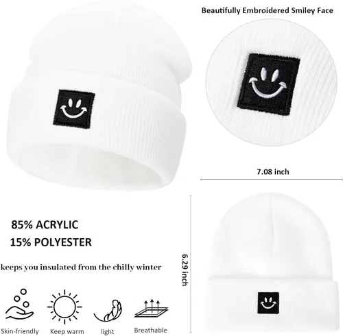 Vista 3 de DANMY Gorro para bebé, gorro de punto cálido para el invierno para recién nacido, gorro suave para niños