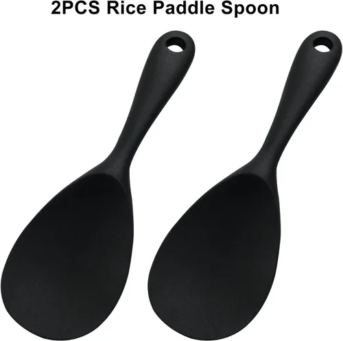 Vista 3 de Murtenze 2 cucharas de paleta de arroz de silicona negra