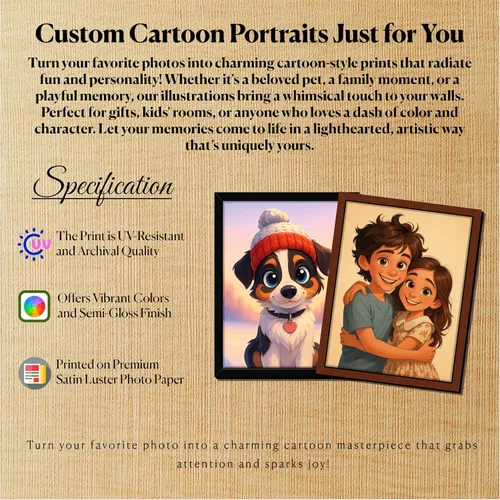 Vista 3 de Convierte tu foto en un retrato de estilo de dibujos animados 3D, obra de arte personalizada única, personaje personalizado de parejas, familia