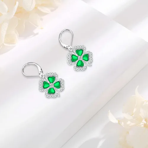 Vista 77 de Aretes colgantes de plata de ley con diseño de árbol de la vida, flor, abeja, animales, gato, colibrí, piedra lunar, turquesa, aretes con cierre