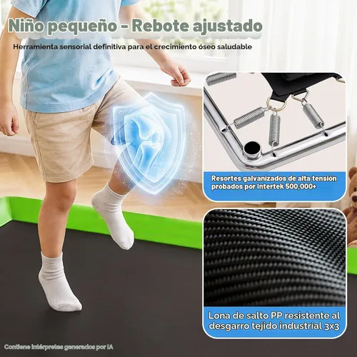 Vista 7 de Zupapa - Trampolín rectangular para niños de 4 x 6 pies con red de seguridad, aro de baloncesto, marco de doble capa resistente, trampolín cuadrado