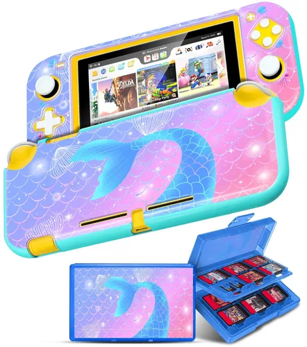 Vista 7 de Gurgitat 2 in 1 for Nintendo Switch Lite Case Protector - 24 Game Card Holder Case & Switch Lite Protective Cover Cute Funny Cartoon Hard Shell for