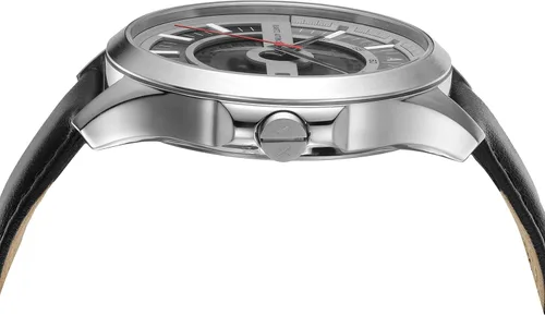 Vista 4 de Armani Exchange AX - Reloj de vestir de cuarzo de acero inoxidable para hombre, PlataNegro Automático