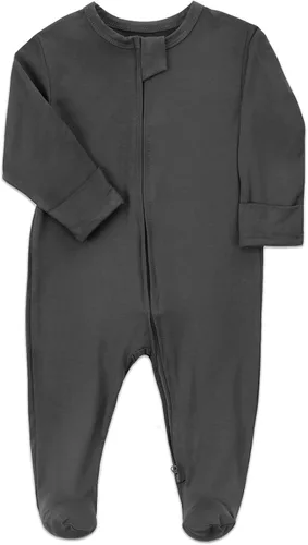 Vista 3 de Aablexema Baby Zipper Pajamas Bamboo Rayon, 3pcs Unisex Infant Onesie with Mitten Long Sleeve Footed Pjs