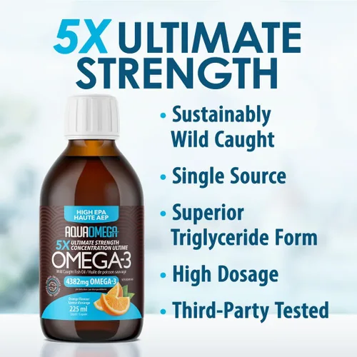Vista 3 de AquaOmega - Líquido omega-3 de alta EPA con DHA y vitamina D, aceite de pescado Omega 3 capturado en la naturaleza, 4380 mg Omega 3 Suplementos