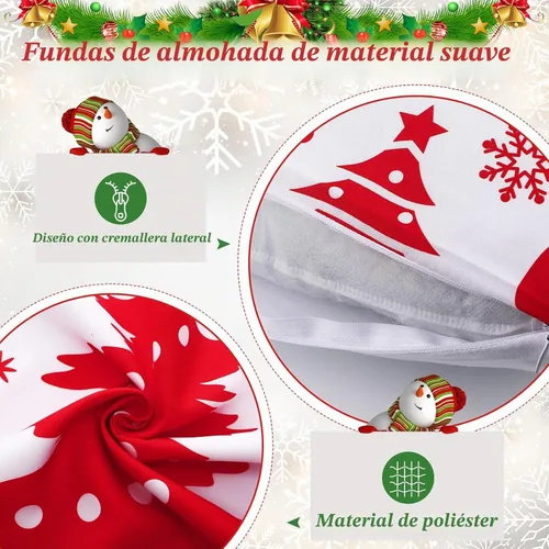 Vista 3 de Hosuly 9 fundas de almohada navideñas de 18 x 18 pulgadas, clásicas Clásico