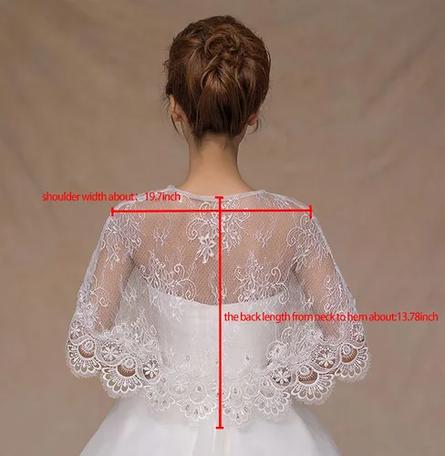Vista 5 de Vivivalue Chales de encaje para boda, chales robados Boleros Capelet Rhinestone Novia