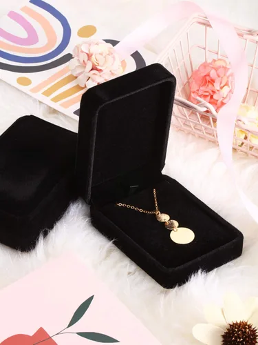 Vista 3 de Caja de regalo con colgante de terciopelo para collar de joyería clásica negra para Navidad, Acción de Gracias, boda, cumpleaños, caja de exhibición