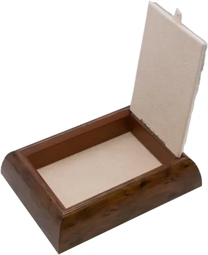 Vista 2 de Caja de recuerdo de madera y metal de San Miguel Patrón de la policía y los soldados Caja de madera con tapa de placa de metal plateado Gran