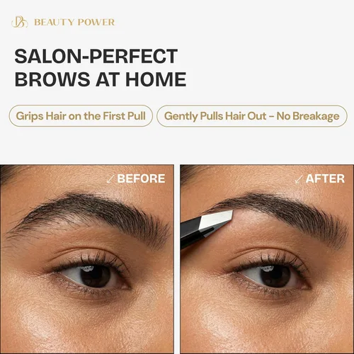 Vista 3 de Beauty Power Pinzas Inclinadas Profesionales de Ultra-Precisión para Cabello Facial de Mujer - Acero Inoxidable Alemán, Pinzas para Hombres