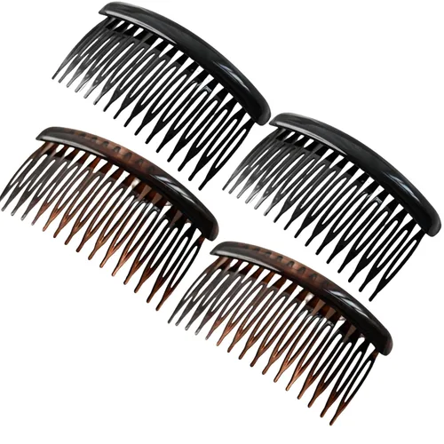 Vista 9 de Peine lateral de plástico para el cabello, juego de peines laterales de pelo francés rosa, peine giratorio de plástico, accesorios para niñas