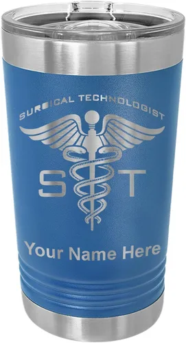Vista 9 de LaserGram Vaso de pinta aislado al vacío de 16 onzas, ST Surgical Technologist, grabado personalizado incluido (negro)