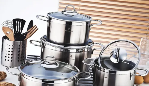 Vista 6 de Olla profunda de acero inoxidable con tapa de vidrio, olla para sopa olla de cocción profunda adecuada para estufa de inducción